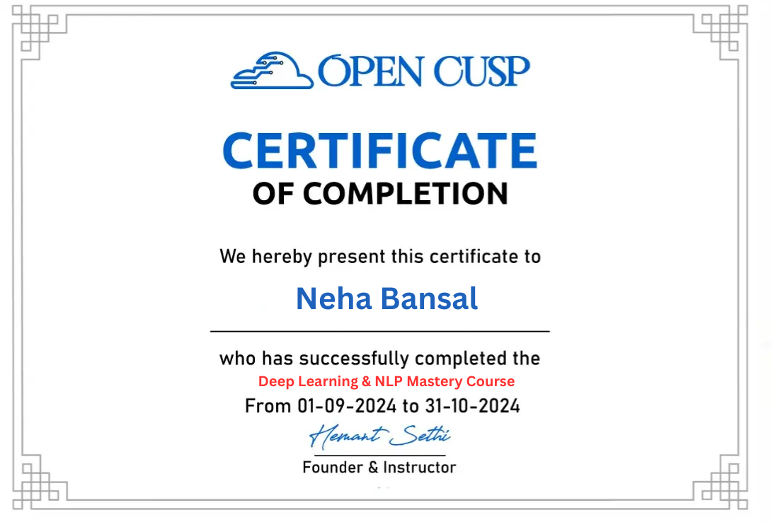 Deep Learning and NLP Mastery Certification