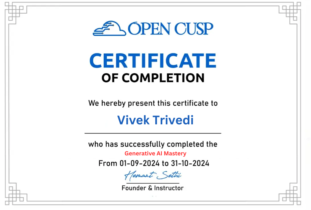 generative ai mastery certificate